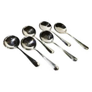 Dutch Silver Haags Praise Bouillon Spoons, Voorschoten, Set of 6