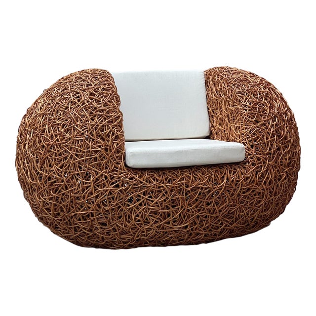 Rattan Wicker Wooven Egg Nest Lounge Chair, Switzerland, 1990s For Sale