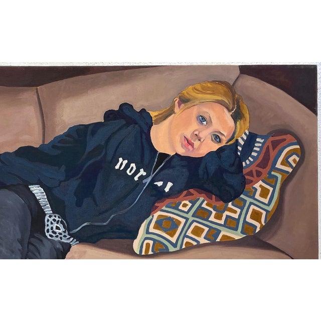 American 2008 “Young Reclining Woman” Portrait Oil Painting by Mary Alice Copp For Sale - Image 3 of 8