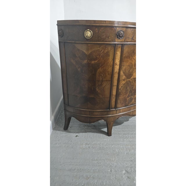 Wood Antique Demi Lune Sideboard in Yew Wood, 1910 For Sale - Image 7 of 18