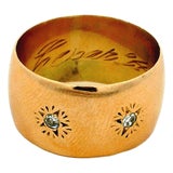 Antique Victorian 18k Gold Diamond Star-Set Gypsy Cigar Band Ring, Size 8.5 For Sale