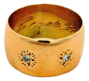 Antique Victorian 18k Gold Diamond Star-Set Gypsy Cigar Band Ring, Size 8.5