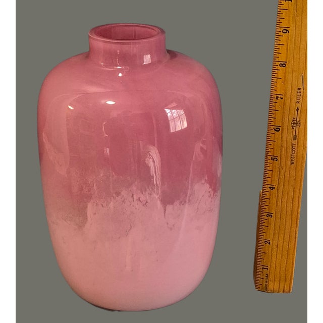 Mid-Century Modern Late 20th Century Italian Art Glass Rose Pink Ombre Two Tone Vase For Sale - Image 3 of 8