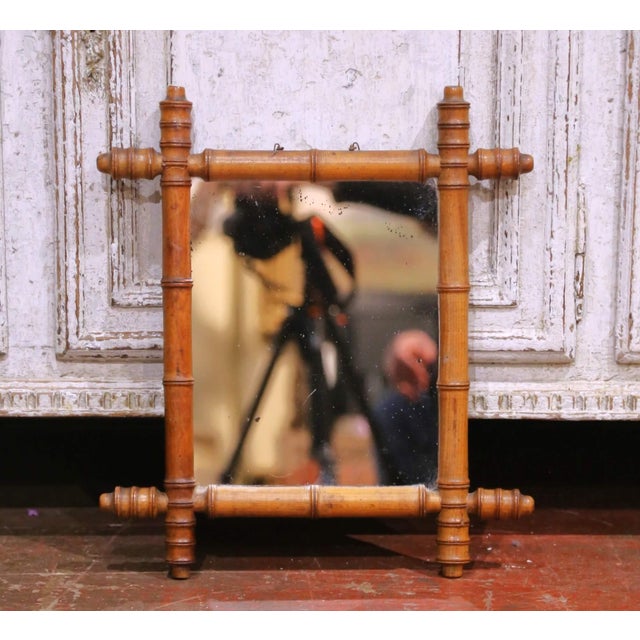 Early 20th Century Early 20th Century French Faux Bamboo Wall Mirror For Sale - Image 5 of 6
