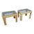 Boho Chic Woven Wicker Glass Top Side Tables - A Pair For Sale