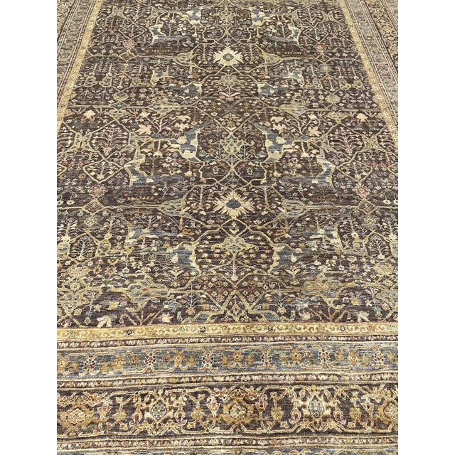 Dark Brown Contemporary Wool and Silk Rug Designed Allover 10 X 14 For Sale - Image 4 of 4