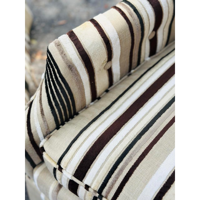 Textile Vintage Pair of Club Chairs, Reupholstered For Sale - Image 7 of 8