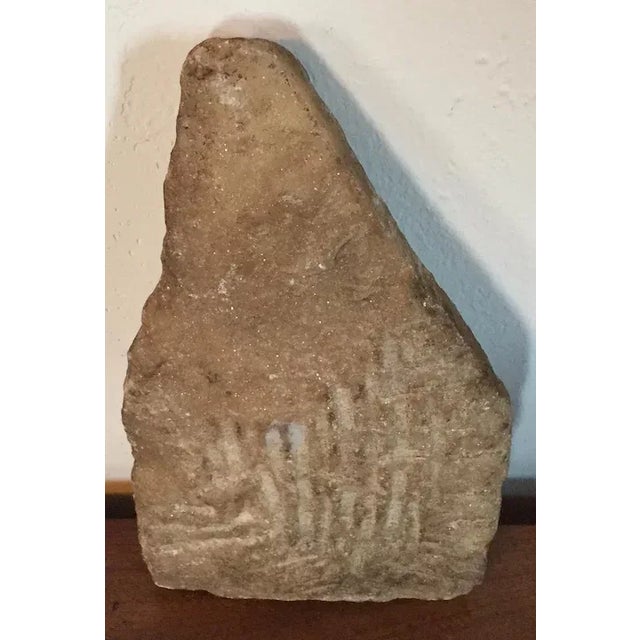 Gray 19th Century Carved Stone Fragment Statue Plaque of a Double Buddha Head Bust For Sale - Image 8 of 11