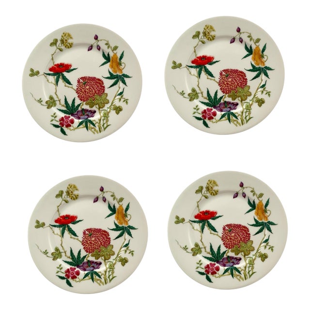 Limoges Salad Plate 7(3/4) Wide Set of 4 Floral Design Vintage French Collection For Sale
