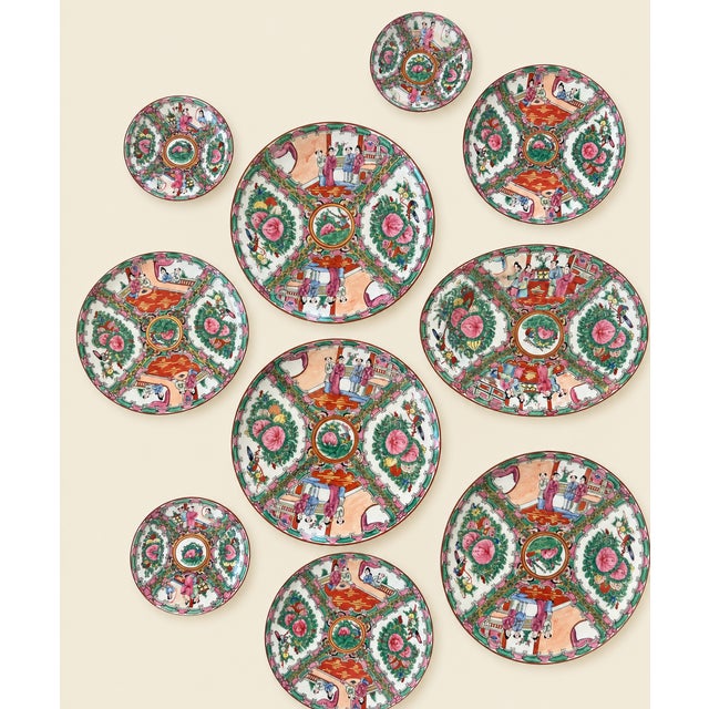 Antique Famille Rose Medallion Plates- 17 Piece Set For Sale - Image 14 of 17
