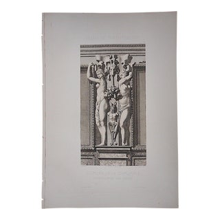 Large Antique Architectural Engraving-Palais de Fontainebleau-Architectural Details For Sale