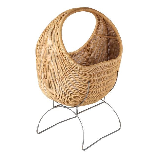 Wicker Baby Bed, Netherlands, 1960s For Sale