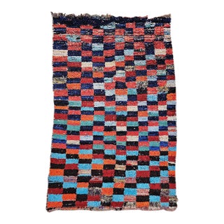 Vintage Moroccan Boucherouite Shag Rug, Handwoven Wool & Cotton, 5' X 8' For Sale