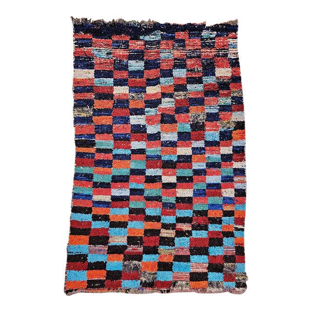 Vintage Moroccan Boucherouite Shag Rug, Handwoven Wool & Cotton, 5' X 8' For Sale