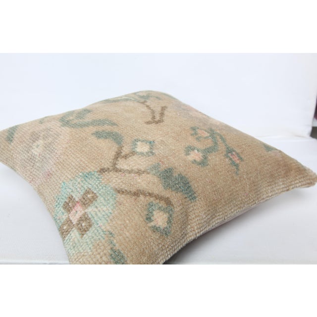 Contemporary Handmade Muted Tones Rug Throw Pillow Cushion - 16'' X 16'' For Sale - Image 3 of 8