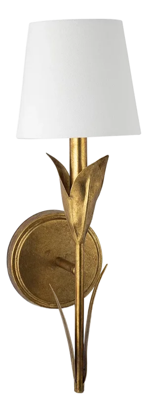 Regina Andrew River Reed Sconce Single, Antique Gold Leaf with Natural Linen Shade