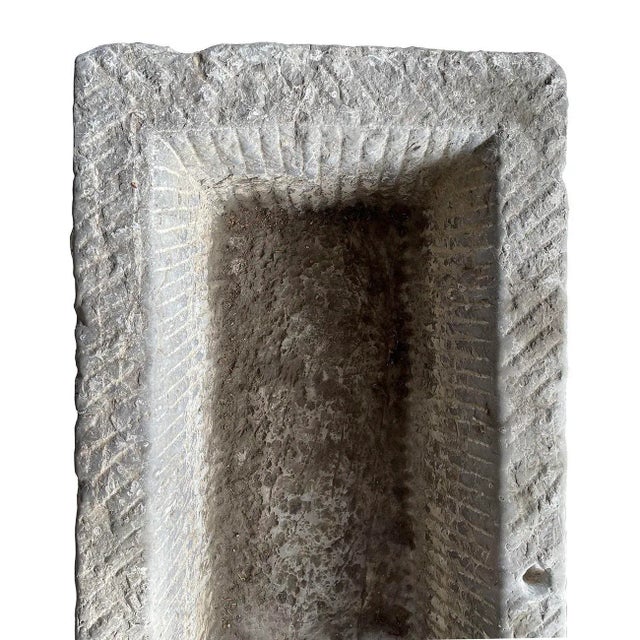 19th Century Antique Chinese Hand Chiseled Stone Trough/Planter For Sale - Image 9 of 11