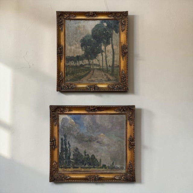 Set of 2 Framed Oil Paintings on Panel by Joseph F. DeCoene (1875-1950) is a complementary set of two landscape paintings...