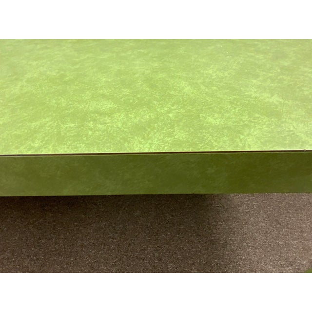 Late 20th century Ray Arthur parsons table. Green Formica finish. Could be a dining table, desk or art table.
