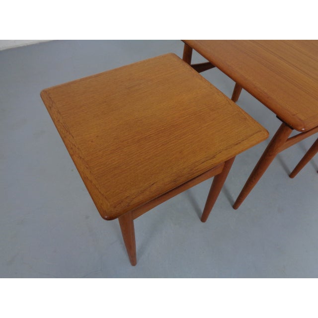 Vintage Teak Nesting Tables by Kai Kristiansen for Skovmand & Andersen, 1960s, Set of 3 For Sale - Image 16 of 18