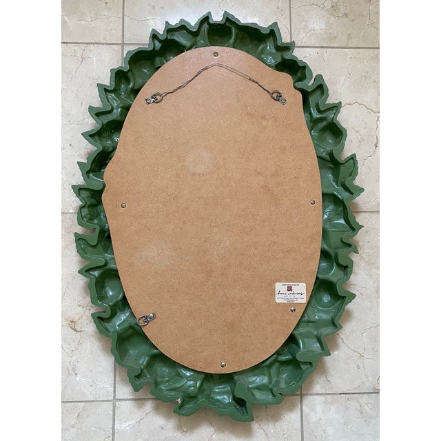 1980s Vintage French Country Revival Floral Rose Mirror in Blush and Gilt Finish. Horizontal or Vertical Hanging For Sale In Chicago - Image 6 of 6
