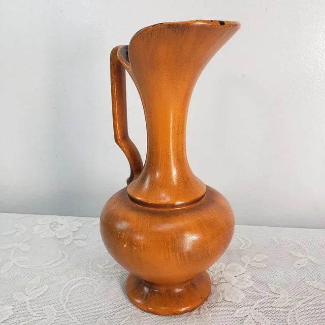 Brown Vintage Mid-Century Modern Haeger Gold & Black Ceramic Pitcher For Sale - Image 8 of 8