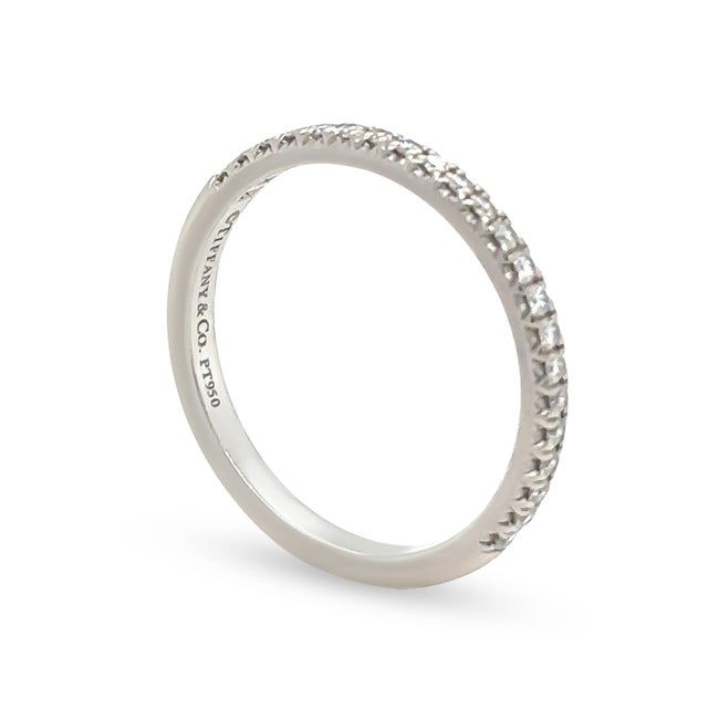 Contemporary Tiffany & Co. Platinum Soleste Half Eternity Ring 0.17ct 3g, Size 6.25 For Sale - Image 3 of 8