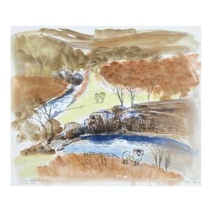 1990 Fred Atkinson Linhope Burn English Watercolor