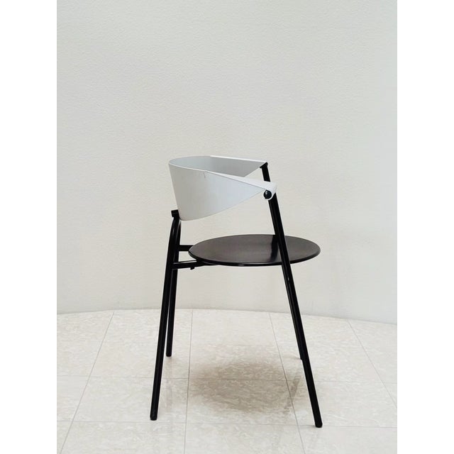 Metal 1990s Post-Modern Sculptural Metal Dining or Statement Chair Brushed Silver and Black For Sale - Image 7 of 11