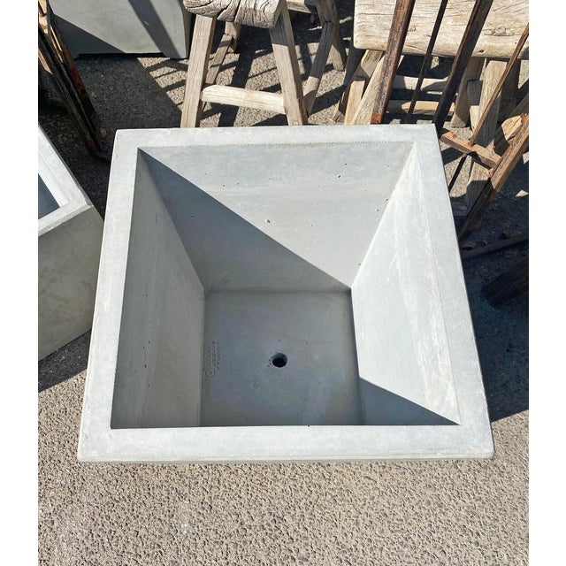 Contemporary Modern Minimalist Cement Square Planter For Sale - Image 3 of 4