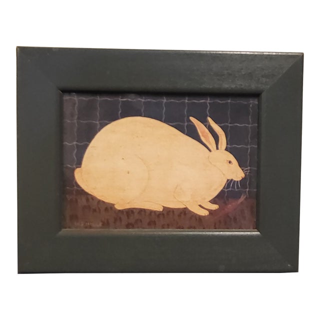 Early 20th Century Warren Kimble Rabbit Framed Folk Art Print For Sale