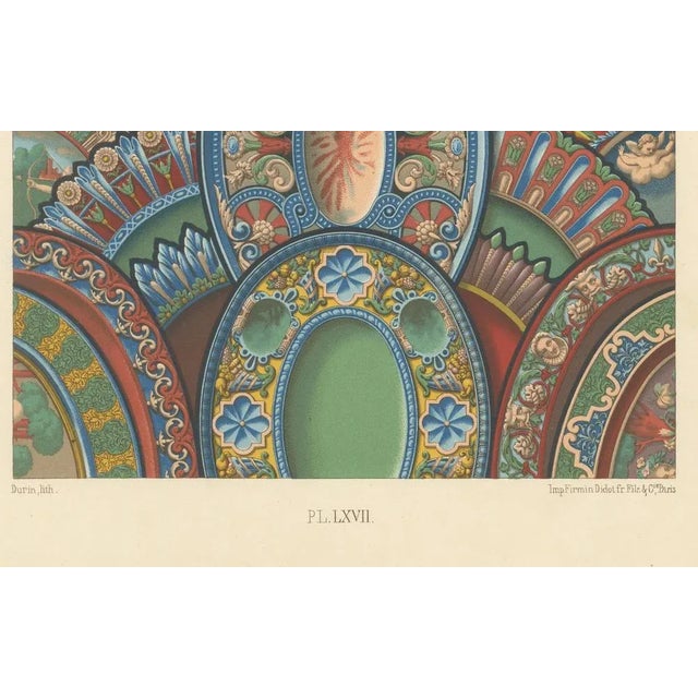 This stunning chromolithograph from *L'Ornement Polychrome*, Plate LXVII, features an array of intricate Renaissance...