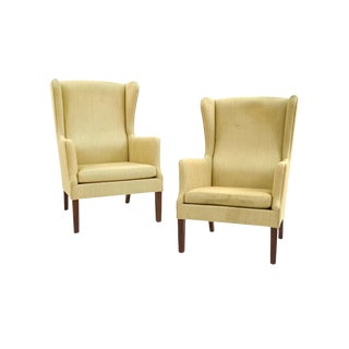 Vintage New Yellow Wingback Chairs Chairish