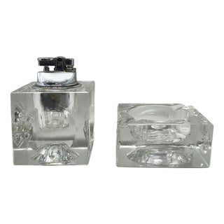 Italian Crystal Glass Smoking Set by Antonio Imperatore, 1970s, Set of 2 For Sale