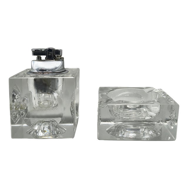 Italian Crystal Glass Smoking Set by Antonio Imperatore, 1970s, Set of 2 For Sale