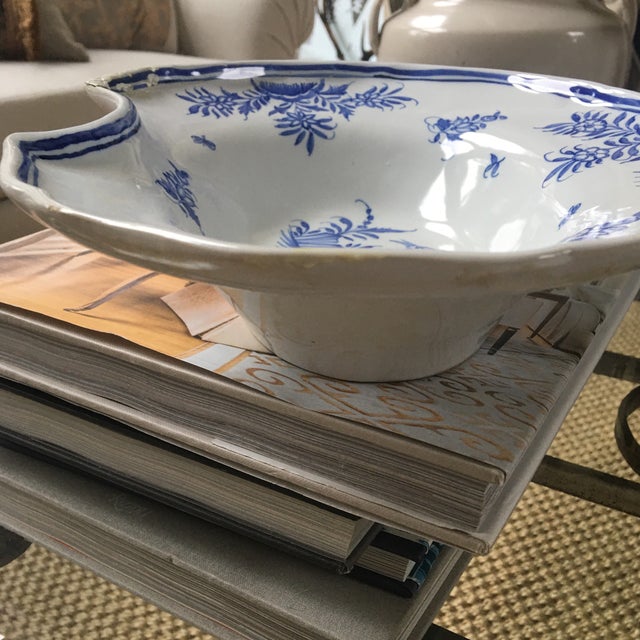 White 19th C French Malicorne Faience Serving/Barber Bowl by Emile Tessier For Sale - Image 8 of 11