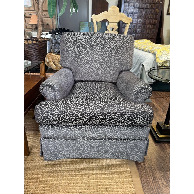 Postmodern Pair of Modern Lounge Chairs, Newly Upholstered, Graphite Textured Fabric For Sale - Image 3 of 11