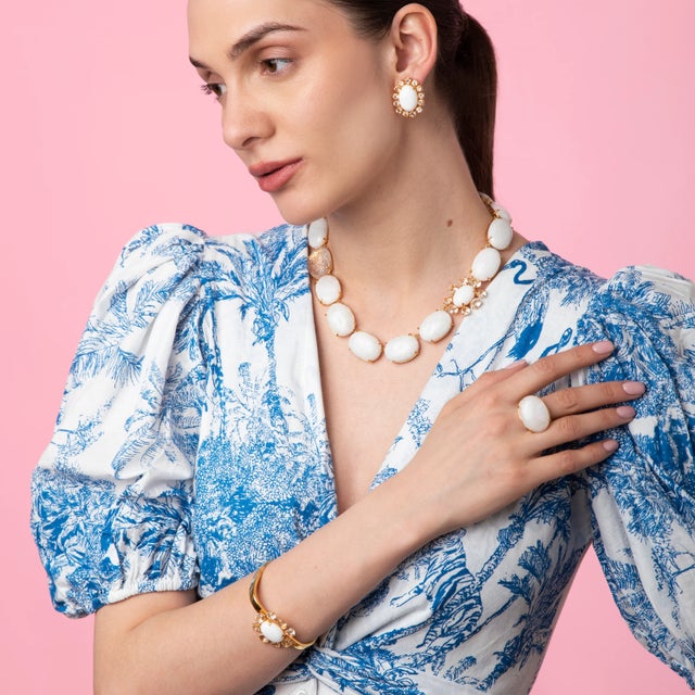 Contemporary Luna Studs, Cream, Clip On For Sale - Image 3 of 3