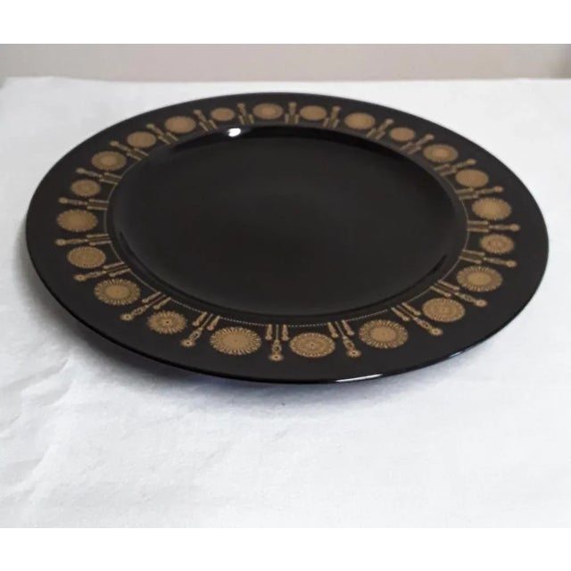 Vintage Serving Plate in Porcelain Noire with Gold-Colored Decor attributed to Tapio Workkala for Rosenthal Studio Line,...
