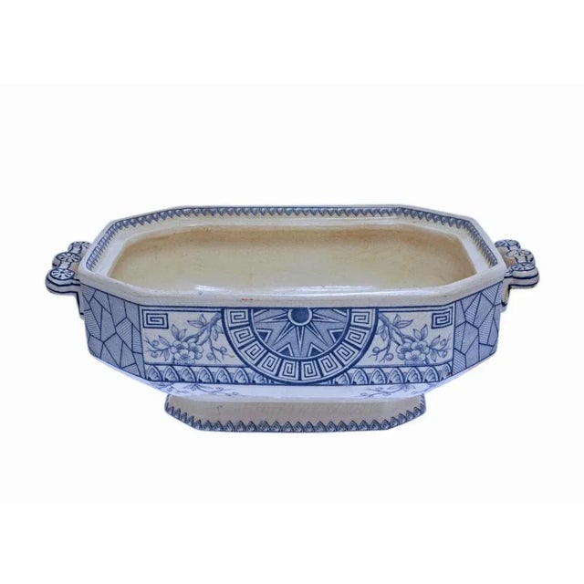 19th Century 19th Century Davenport Soup Tureen Mersey Aesthetic Blue Transferware Antique Arts & Crafts Pottery For Sale - Image 5 of 8