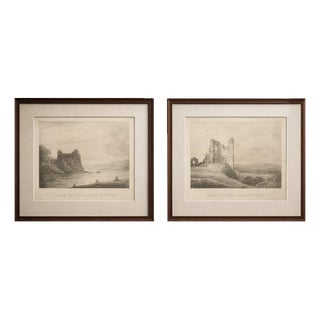 After Alex Callander & F. Nicholson, Castle & Ruins, 1811, Etchings, Set of 2 For Sale