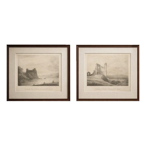 After Alex Callander & F. Nicholson, Castle & Ruins, 1811, Etchings, Set of 2 For Sale