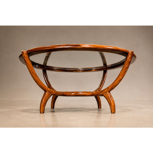 1950s Round Coffee Table in Caviúna Wood & Glass by Giuseppe Scapinelli, Brazil, 1950s For Sale - Image 5 of 18