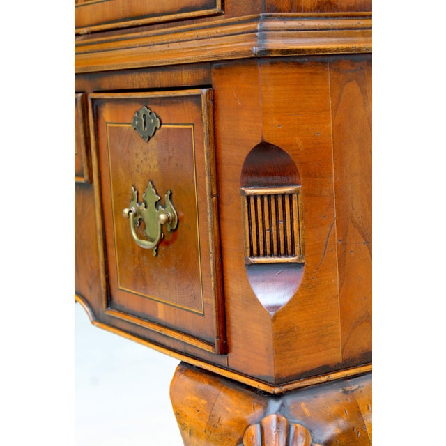 1950s Chippendale Revival Mahogany Highboy Chest on Stand With Satinwood Inlay & Ball-and-Claw Feet For Sale - Image 9 of 17