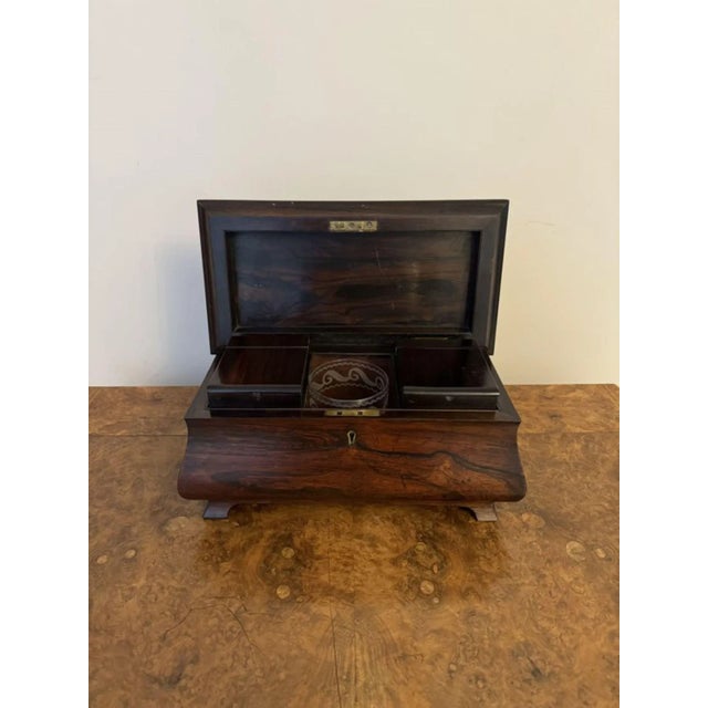Mid 19th Century Antique Victorian Rosewood Tea Caddy, 1850 For Sale - Image 5 of 10