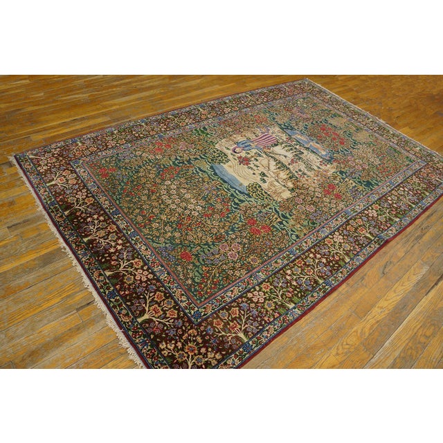 Antique Persian Kerman rug, Size: 4' 10''x 7' 9''.