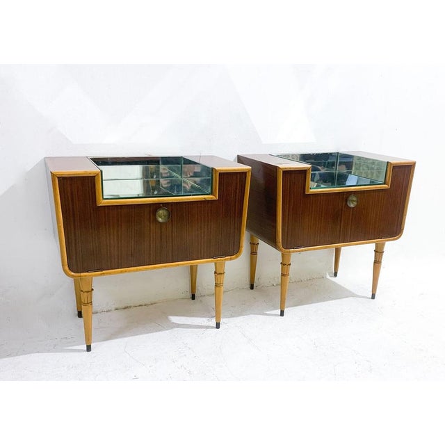 Italian Nightstand in the Style of Borsani, Italy, 1950s, Set of 2 For Sale - Image 10 of 11