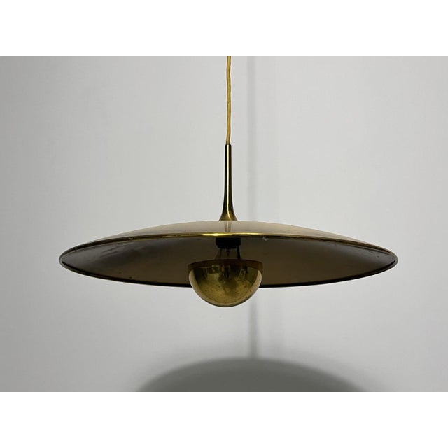 1st Edition Brass Pendant Lamp with Counterweight attributed to Florian Schulz, 1960s For Sale - Image 10 of 17