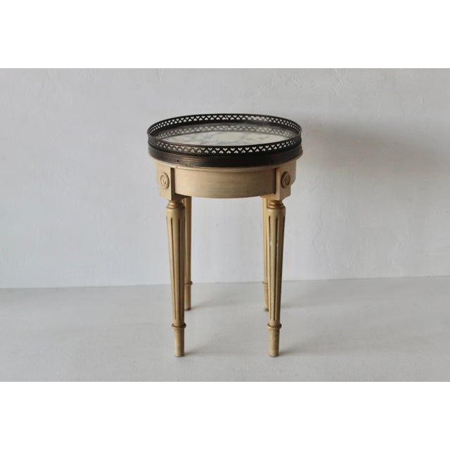 White Mid 20th Century French Louis XVI Style Marble Oval Top Bouillotte Side Table For Sale - Image 8 of 13