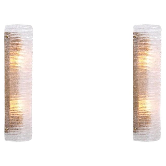 Gold Antique Brass and Hand-Blown Glass Wall Lamps, Set of 2 For Sale - Image 8 of 8